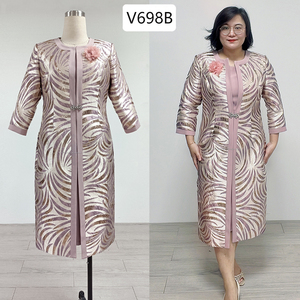 Vestido Formal Rosa con Patrón de Rizos, Moderno y de Lujo, Talla Grande, Traje de Dos Piezas para Mujer, Traje de Negocios - Product Image 2