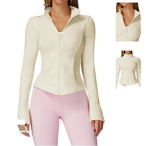 2026 High Quality Breathable Yoga Jacket Workout <b>Tops</b> Women's Long Sleeves <b>Zipper</b> Spandex/Polyester Stand Neckline Regular Fit - Product Image 1