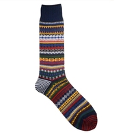 Printemps Automne Tendance Hommes Femmes Vintage Machine Jacquard Plusieurs Couleurs Tribal Ethnique Rayé Coton Mid Tube Chaussettes Unisexe