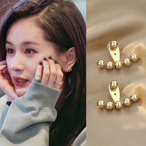 Stud Earrings With Multiple Beads Ball Shape Zinc Alloy Women's Party Fashion Jewelry Geometric Design ES-082 - Product Image 1