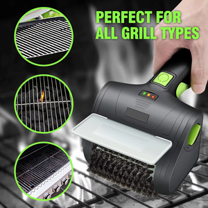 <span class=keywords><strong>Brosse</strong></span> de nettoyage pour barbecue électrique sans fil rechargeable avec fil en acier et manche en plastique pour utilisation en extérieur - Product Image 4