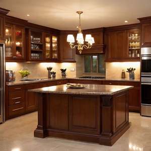 Armoires de cuisine rustiques en bois massif sur mesure |   Finition en chêne naturel, évier de style campagnard, design en forme de L pour la rénovation de la maison - Product Image 3