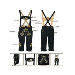 2023 authentique allemand Vintage mode hommes Oktoberfest Lederhosen noir daim cuir Shorts OEM imprimer garçons été taille - Product Image 6