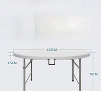 Tables rondes blanches portables pour banquet de mariage, restaurant, 10 places pliables, repas en plastique