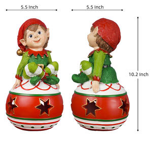 Christmas Home Decoration <strong>Elf</strong> Sitting Ball Resin Statue With LED Light Christmas Ornament Desktop Resin Craft <strong>ELF</strong> <strong>Figurines</strong> - Product Image 5