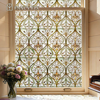FANCYFIX Honeysuckle Ogee 3D-Fensterfolie aus getöntem PVC, Sichtschutz, UV-blockierend, statisch haftend, ohne Kleber, für Badezimmermöbel
