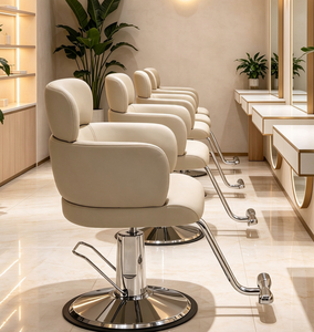 Fauteuil de Barbier Moderne Hydraulique, Chaise de Coiffure Rembourrée avec Base Chromée - Product Image 2