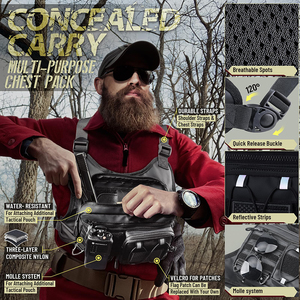 حقيبة صدر تكتيكية للرجال بشعار مخصص، حقيبة صدر رياضية خارجية مقاومة للماء من البوليستر للرجال والنساء - Product Image 2