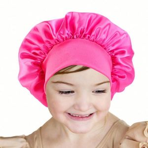 Bonnet de nuit en satin multicolore avec large bande élastique pour enfants, idéal pour les cheveux bouclés des filles – Cadeau promotionnel en gros - Product Image 1