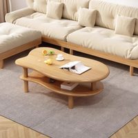 Table basse nordique en bois massif au design unique, coins arrondis, forme nuage, élégante, avec rangement pour salons, maisons d'hôtes et petits espaces