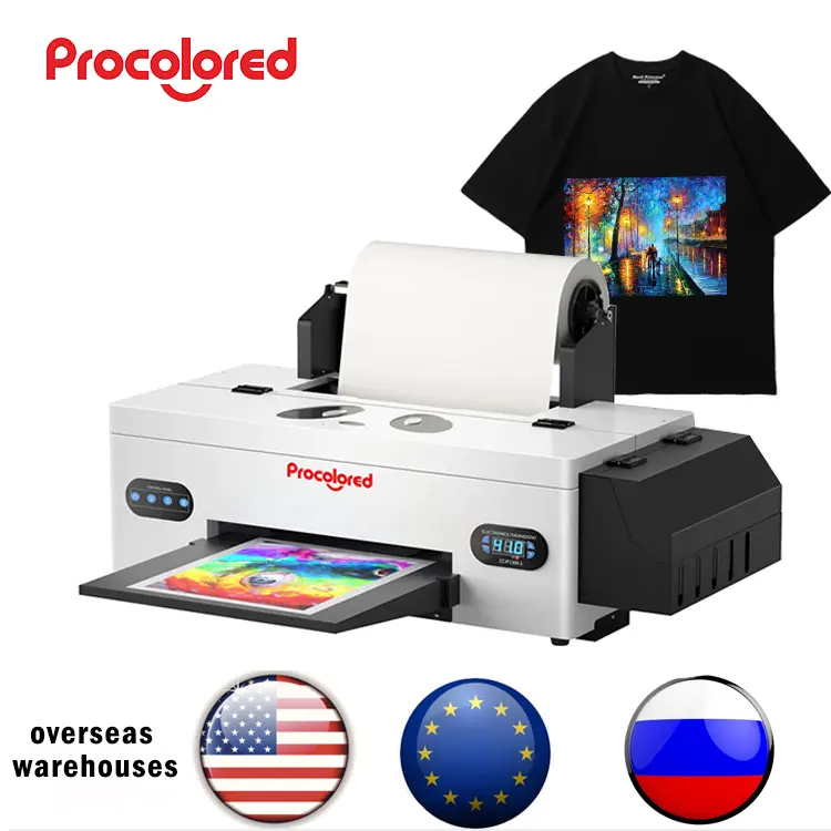 FREE SHIPPING to USA Roll DTF Inkjet Printer Impresora XP600 L1800 DX5 DTF T Shirt Cloth Sticker Garment Printing Machine