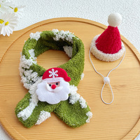 Noël Xmas Écharpe et Chapeau Set Animal Chien Chat Bandana Père Noël Polaire Hiver Rouge Vert Fête Accessoires Mode