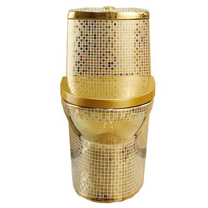 WC monobloc doré allongé Chaozhou à poser au sol avec siphon en S pour salle de bain - En promotion - Product Image 3
