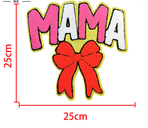 Accessoires vestimentaires : Grandes écussons à paillettes colorées en forme de cœur, lettres « Mama », thermocollants et auto-adhésifs, en chenille, personnalisables - Product Image 4