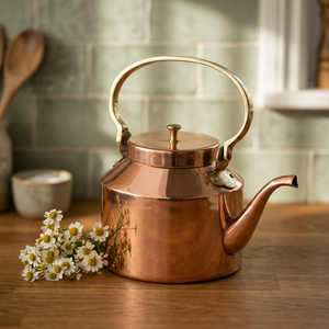 Bouilloire à thé en cuivre avec couvercle, poignée en métal, style vintage, pot à eau - Product Image 5