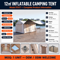 Tente gonflable Zentopia 12 m² 15 cm PVC à structure pneumatique double porte version AB deux fenêtres de toit pour camping, glamping, festival, logo personnalisé