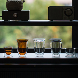 Taza de vidrio de doble pared, resistente al calor, con divisor para té, para servir té Kung Fu, sin tapa, forma cilíndrica - Product Image 2
