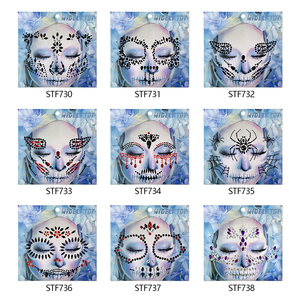 Offre Spéciale : Autocollants <span class=keywords><strong>de</strong></span> Maquillage Temporaire pour le Visage, Strass et Pierres pour le Visage, pour Cosplay, Halloween, Jour des Morts, Motifs Crâne - Product Image 3