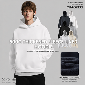 500GSM Heavyweight Oversized Fleece Hoodie Unisex Pullover <b>Sweatshirt</b> for Streetwear Custom Logo - Product Image 2