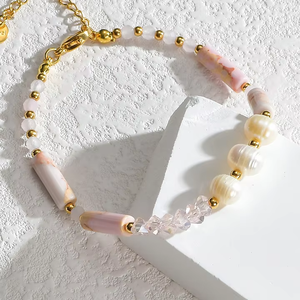 Puxin สร้อยข้อมือคริสตัลบำบัดสวยงามไข่มุกน้ำจืดลูกปัดหินธรรมชาติเครื่องประดับที่ไม่ซ้ำกันของขวัญวันเกิด - Product Image 3