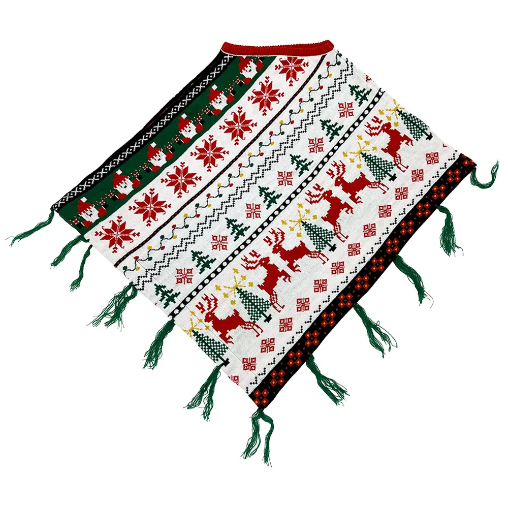 Xmas Shawls Wholesale Christmas Scarf Shawl Jersey Jacquard-scarf-manufacturers Ugly Christmas Scarf Knitted Shawls Adult OEM