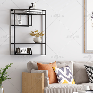Estantes de almacenamiento de 3 niveles montados en la pared de Metal flotante <span class=keywords><strong>STEELITE</strong></span>, multifunción ecológica para dormitorio, sala de estar y baño - Product Image 2