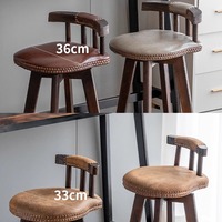 Tabouret de bar en bois massif carbonisé Chaise de bar pivotante de style américain Chaise à dossier haut Chaise de bar créative à dossier haut Usage domestique