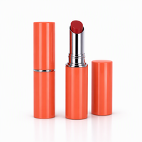 Tube de rouge à lèvres vide en plastique fin avec logo personnalisé, impression sérigraphique, estampage or, emballage cosmétique 2g, vente en gros
