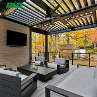 Pergola bioclimatique motorisée intelligente en aluminium haut de gamme avec toit à lames orientables télécommandées, personnalisable pour villa, jardin, terrasse