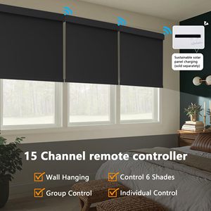 Điện điều khiển từ xa con lăn màu tùy chỉnh polyester thông minh cơ giới rèm cuốn truyền ánh sáng lọc đen Con lăn mù - Product Image 3