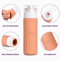 Ensemble de voyage en silicone de 17 pièces, 100 ml, comprenant des flacons souples, des flacons pulvérisateurs, des spatules, un entonnoir, une brosse, des étiquettes et une pochette