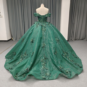 Vestido de Gala Moderno Verde Esmeralda Lsany197, Talla Grande, con Lentejuelas y Cristales, con Cordones, Estilo Natural para Quinceañera, <span class=keywords><strong>Servicio</strong></span> OEM Jancember - Product Image 4