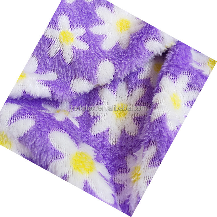 Cheap Price Lovely Flowers Printed Jacquard Double Side Flannel Polar Fleece Fabric For Carpet Sofa
