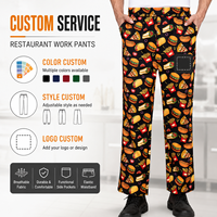 Pantalones de Chef Profesionales con Estampado Personalizado, Pantalones de Trabajo para Cocina de Restaurante, Transpirables, con Cintura Elástica, Uniforme para Servicio de Alimentos
