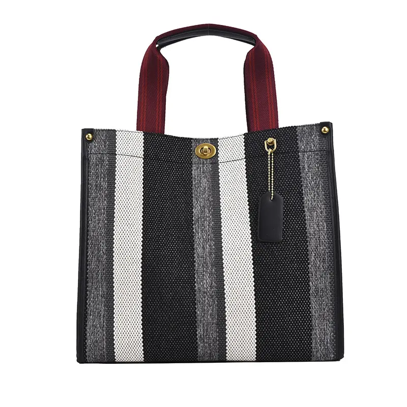 20223 fashion Canvas tote bag name famous brands simple casual cotton canvas striped women's handbag cross bady shoulder bag