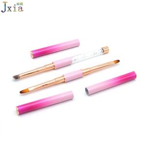 แปรงเจลรูปไข่สำหรับเพ้นท์เล็บลายกลีบดอกไม้แบบวันสโตรค ด้ามจับโลหะไล่เฉดสีชมพูแบบไล่ระดับสองด้าน - Product Image 3