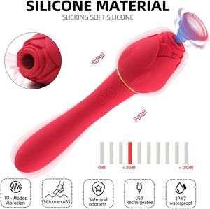 Vibrador de Sucção Rosa, Massageador Clitoriano, de Mamilo e Ponto G, Dildo de Silicone Recarregável, 7 Frequências, À Prova D'água, Brinquedo Sexual - Product Image 4