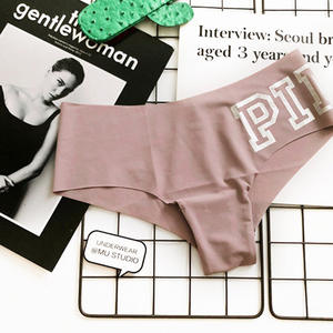 Celana Dalam Wanita, Celana Dalam Pinggang Rendah Nyaman Pola Sutra Tanpa Jejak Titik Cinta Kisi Huruf Merah Muda untuk Perempuan - Product Image 5