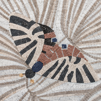 Mosaïque murale en pierre naturelle inspirée de la nature, papillon, libellule, art personnalisé en pierre naturelle coupée pour la décoration murale, hôtel, appartement