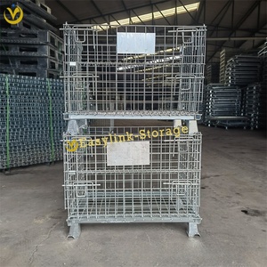 กรงตาข่ายเหล็กพับได้แบบกำหนดเองสำหรับงานหนัก พร้อมล้อเลื่อนและฐานวางซ้อน สำหรับคลังสินค้าและการขนส่งโลจิสติกส์ - Product Image 3