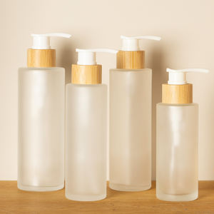 Nueva Botella de Vidrio Esmerilado con Bomba Dosificadora 2025, 100ml/150ml, Tapa de Bambú de Boca Larga para Envases de <span class=keywords><strong>Crema</strong></span>/Suero para el Cuidado de la Piel/Rubor - Product Image 1