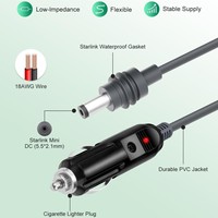 Kabel Daya Pemantik Rokok Mobil 12-24V untuk Starlink Mini DC Plug Power Cord Output Stabil Plug and Play OEM ODM