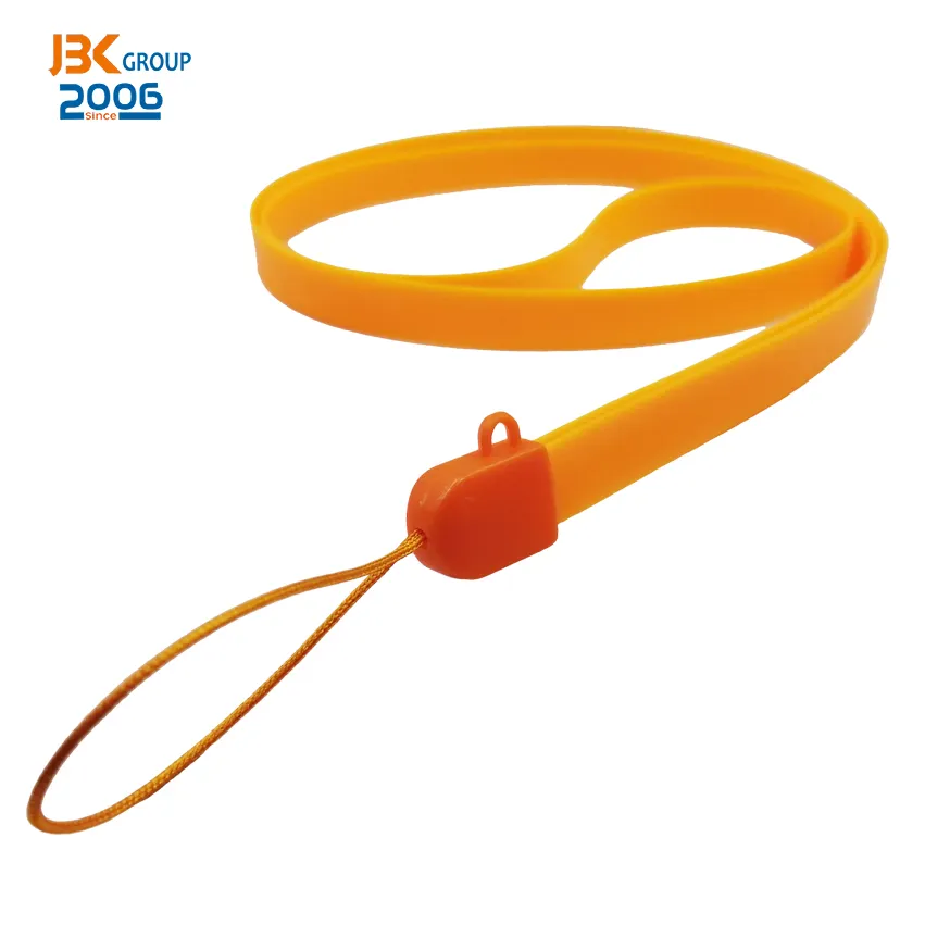 factory hot sale Heavy duty orange PVC lanyard necklace strap with one wire