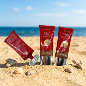 เอสเซนส์กันแดดแบบส่วนตัว NMN Cover Plus SPF 50 บรรจุในหลอดพลาสติกทรงรีแบบยืดหยุ่น พร้อมฝาเกลียวเคลือบเงินแบบแบนพิเศษ - Product Image 3
