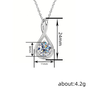 Collar Gargantilla con Colgante de Lágrima para Mujer, Cadena de Eslabones en O, Piedra Redonda, Joyería de Moda para Uso Diario - Product Image 4