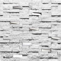 Marbre mixte métal argenté mosaïque pierre surface finie pour cheminée murale