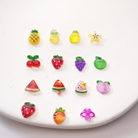 Accessoires de nail art sur le thème des fruits, mini-pièces en résine assorties (cerise, fraise, pastèque) pour boucles d'oreilles DIY