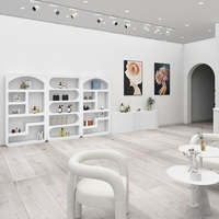 M2 Display Store Solution de réception Mobilier de salon moderne beige Manucure Spa Cabinet Comptoir Table à ongles Nail Shop Design