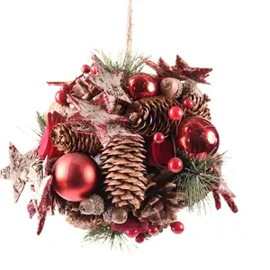 GY BSCI bola Pinecone alami kerajinan gantung buatan tangan dekorasi Natal pedesaan