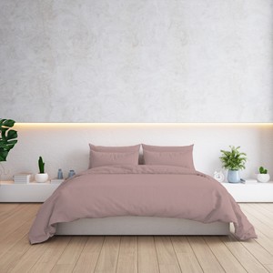 Juego de cama de percal de algodón 100% de calidad italiana, Rosa ultrasuave, Incluye funda nórdica, funda de almohada, sábana para durmientes sensibles - Product Image 2